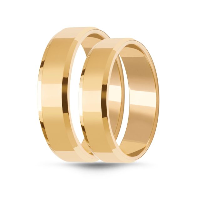 obrączki klasyczne frezowane, kolor żółte złoto 5mm