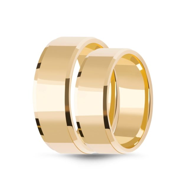 obrączki klasyczne frezowane, kolor żółte złoto 6mm