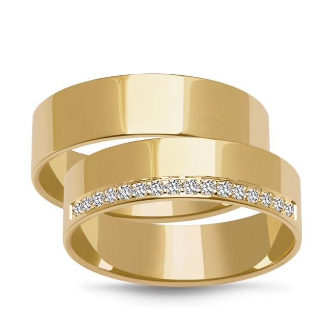 DSC01969_1 zestaw połyskgold Złote obrączki zdobione płaskie 5mm żółte złoto ZK014