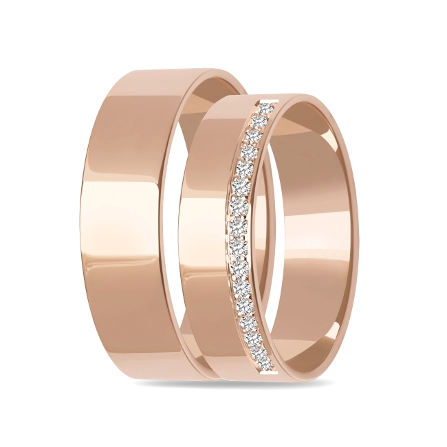 DSC01969_1 zestaw2 połys pink Złote obrączki zdobione płaskie 5mm różowe złoto ZK014