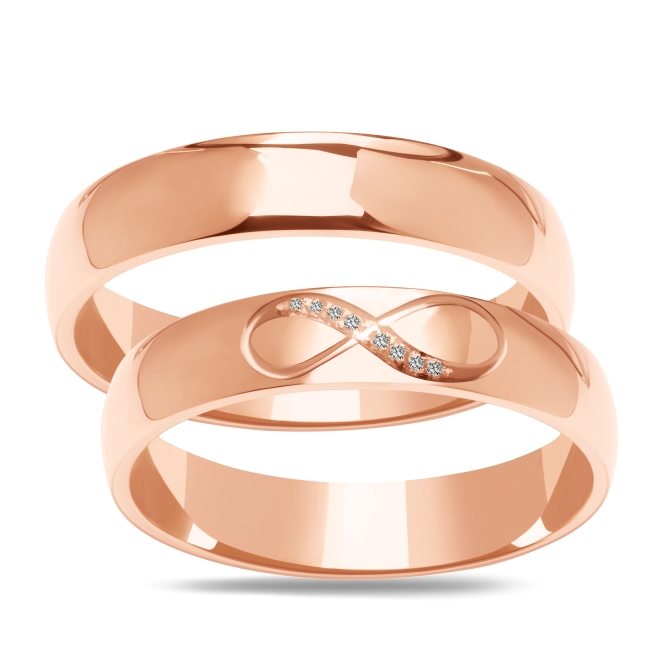 DSC02203_2 zestaw pink Złote obrączki zdobione półokrągłe 5mm ZK020 różowe złoto