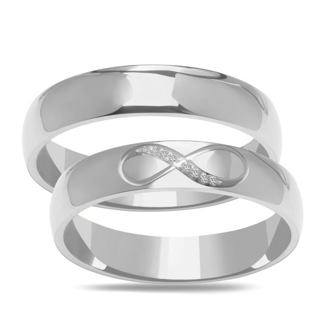 DSC02203_2 zestaw white Złote obrączki zdobione półokrągłe 5mm ZK020 białe złoto