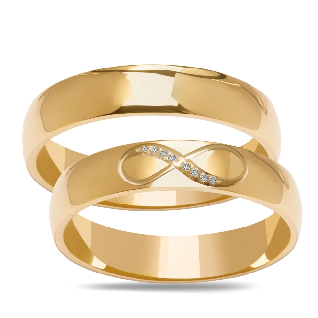 DSC02203_2 zestaw Złote obrączki zdobione półokrągłe 5mm ZK020 żółte złoto