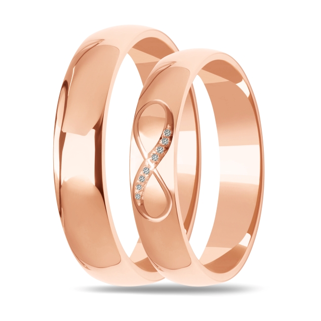 DSC02203_2 zestaw2 pink Złote obrączki zdobione półokrągłe 5mm ZK020 różowe złoto