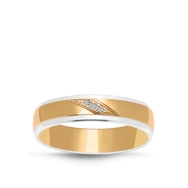 DSC02387_2 Złota obrączka dwukolorowa półokrągła 4mm ZK040