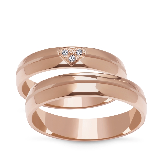 DSC02420_zestaw pink Złote obrączki zdobione półokrągłe 4mm ZK037 różowe złoto