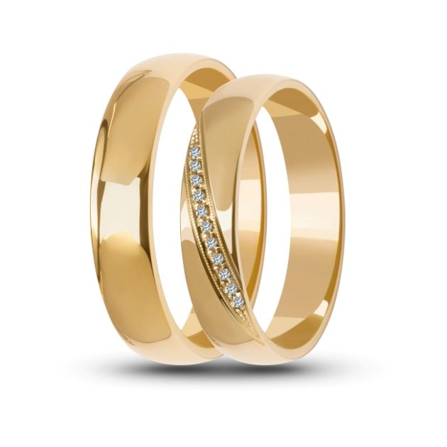 Złote obrączki zdobione półokrągłe 5mm ZK035 żółte złoto