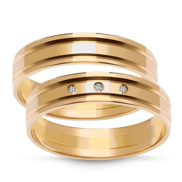 Złote obrączki zdobione płaskie 5mm ZK029 żółte złoto