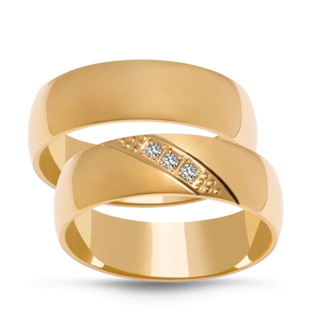 Złote obrączki zdobione półokrągłe 6mm ZK051 żółte złoto