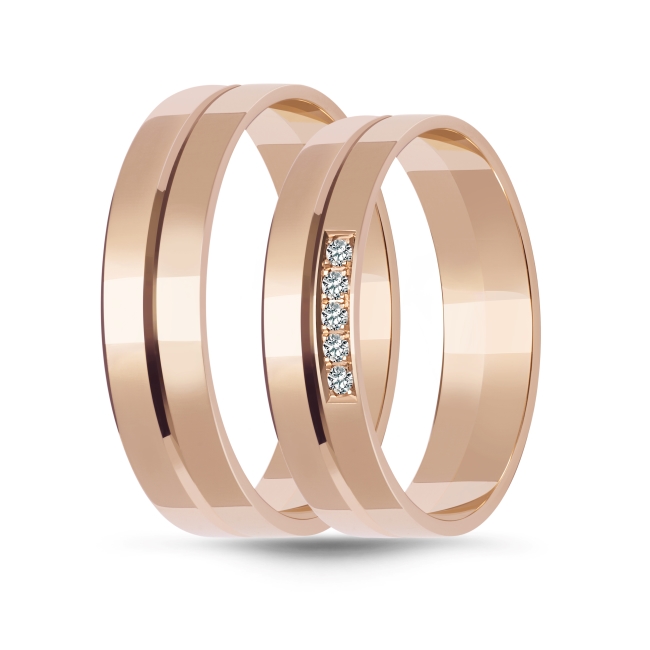 ZB001_pink_para_1 Złote obrączki zdobione płaskie 5mm ZK044 różowe złoto