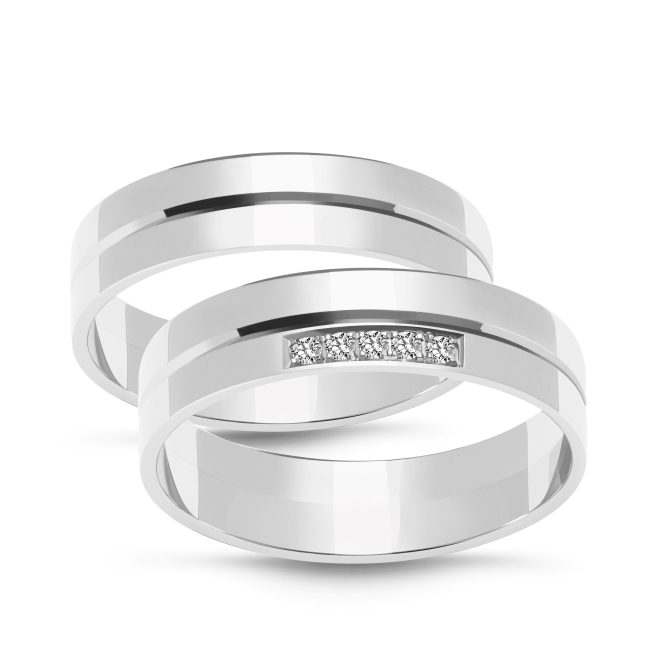 ZB001_silver_para_2 Złote obrączki zdobione płaskie 5mm ZK044 białe złoto