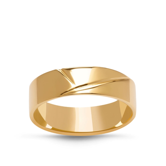 ZO006_pojedyncza Złota obrączka zdobiona z kamieniami - płaskie żółte złoto 5mm