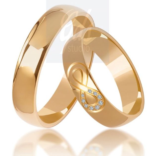 Złote obrączki zdobione półokrągłe 5mm zk056