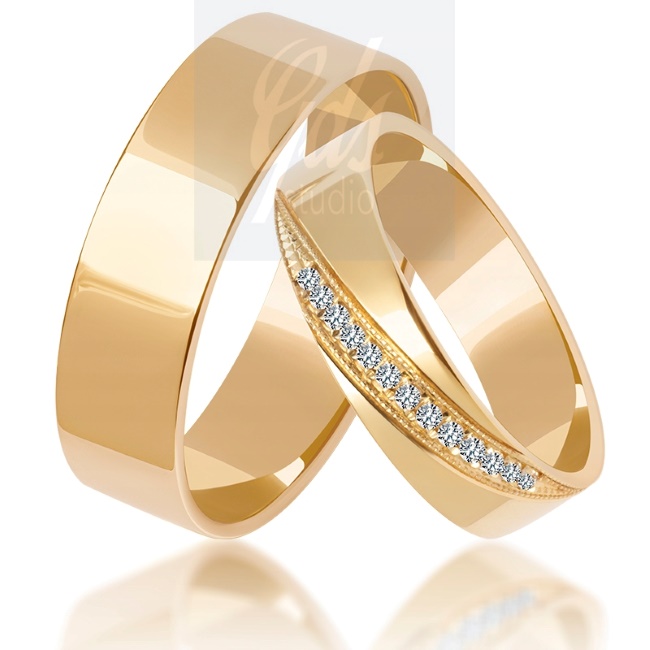 zk62 Złote obrączki zdobione płaskie 5mm model zk062