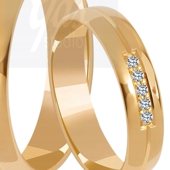 zk65 Złote obrączki zdobione półokrągłe 5mm model zk065