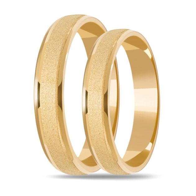 Złote obrączki zdobione półokrągłe 4mm zo04