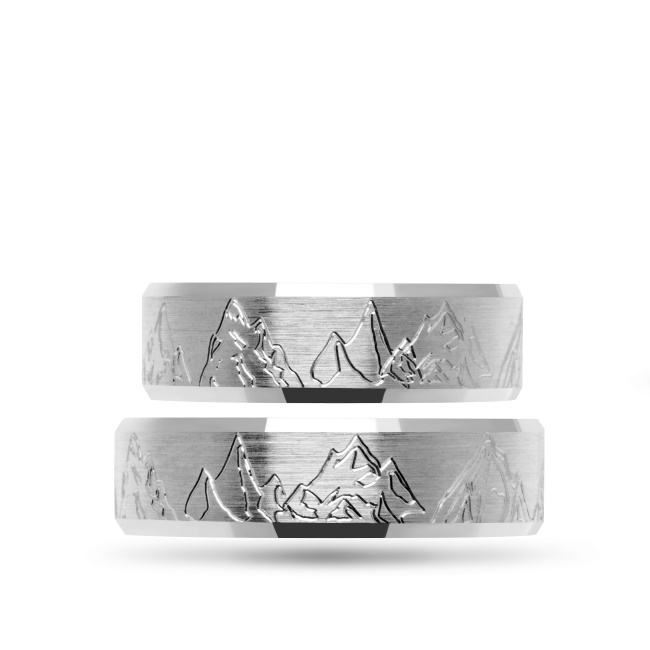 zo08_2 Złote obrączki zdobione fazowane 5mm białe złoto zo08