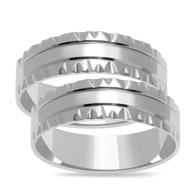 zo12_zestaw_white Złote obrączki zdobione płaskie 6mm białe złoto zo12