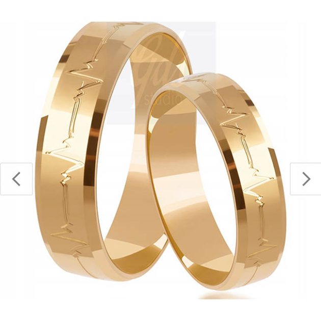 Złote obrączki zdobione fazowane 5mm model zo17