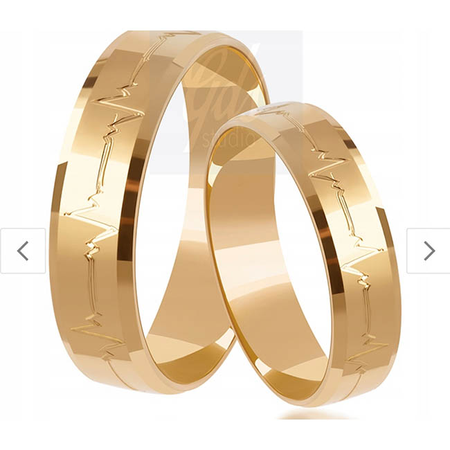 zo17 Złote obrączki zdobione fazowane 5mm model zo17
