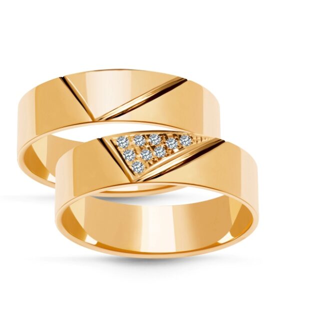 Złote obrączki zdobione płaskie 6mm