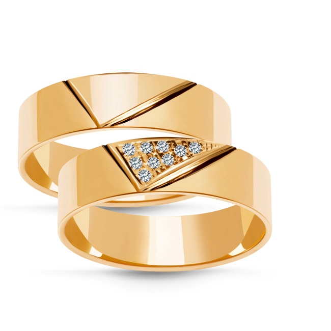 zk006_gold Złote obrączki zdobione płaskie 6mm