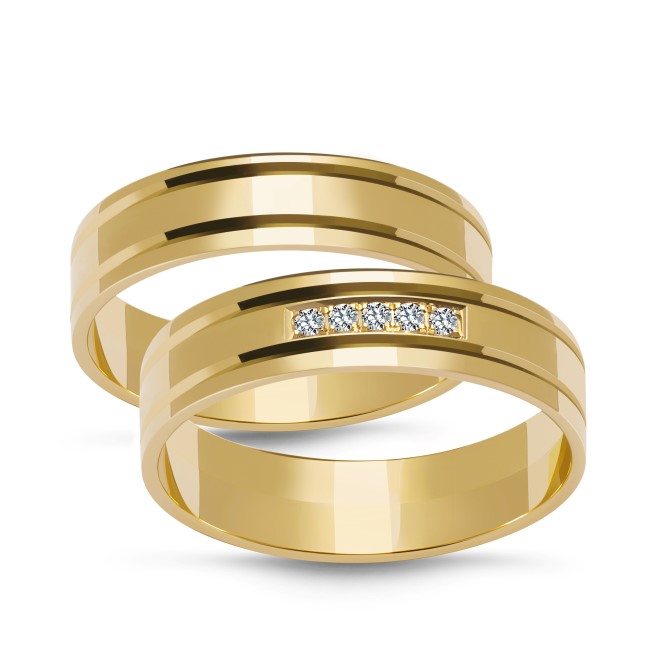 zk074_gold Złote obrączki zdobione płaskie 5mm