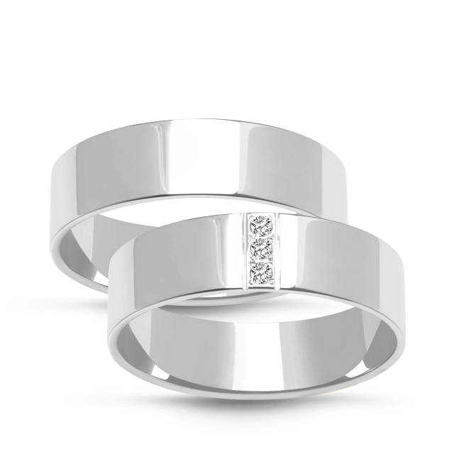 zk078_silver_new Złote obrączki zdobione płaskie 6mm, kolor białe złoto