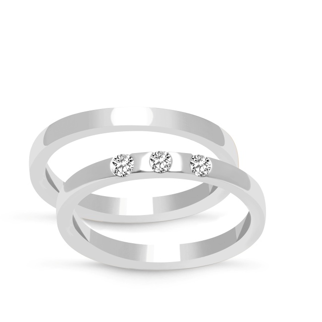 zk085_silver_new Złote obrączki zdobione półokrągłe 3mm, kolor białe złoto