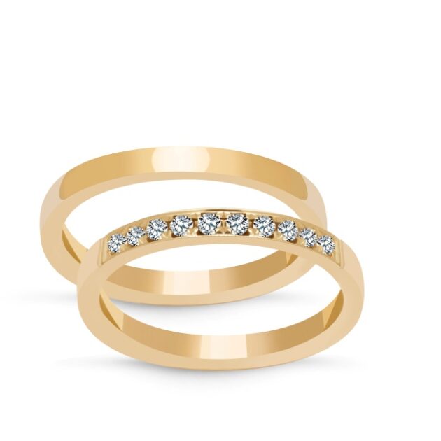 Złote obrączki zdobione płaskie 2mm, model zk087