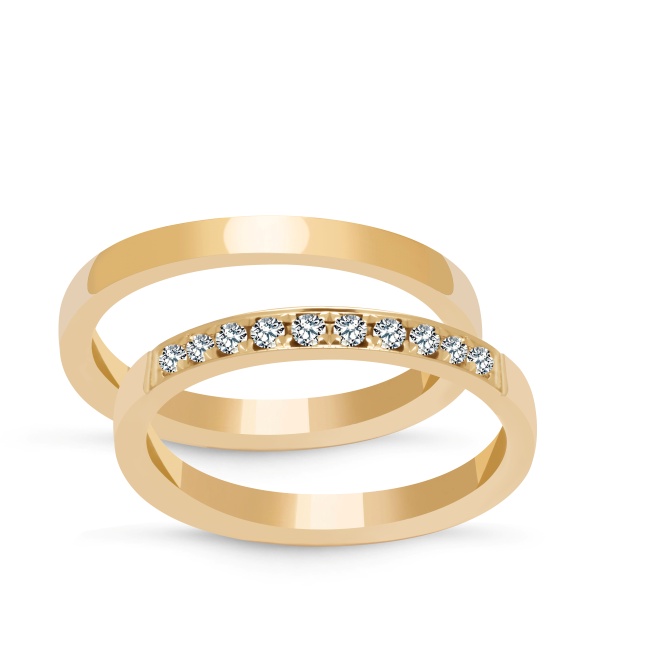 zk087_gold Złote obrączki zdobione płaskie 2mm, model zk087