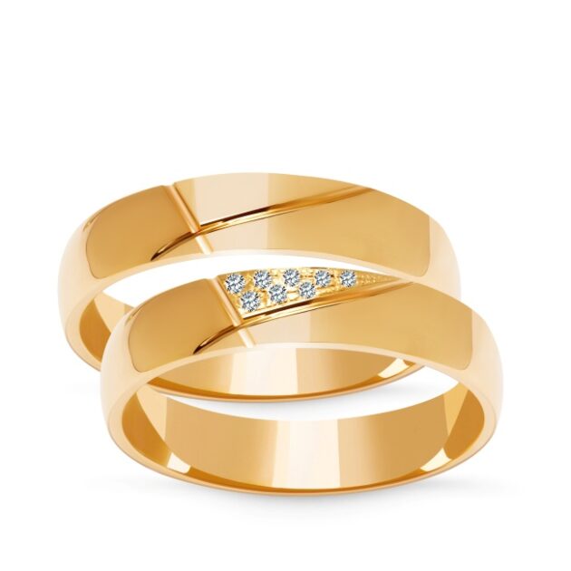 Złote obrączki zdobione półokrągłe 5mm