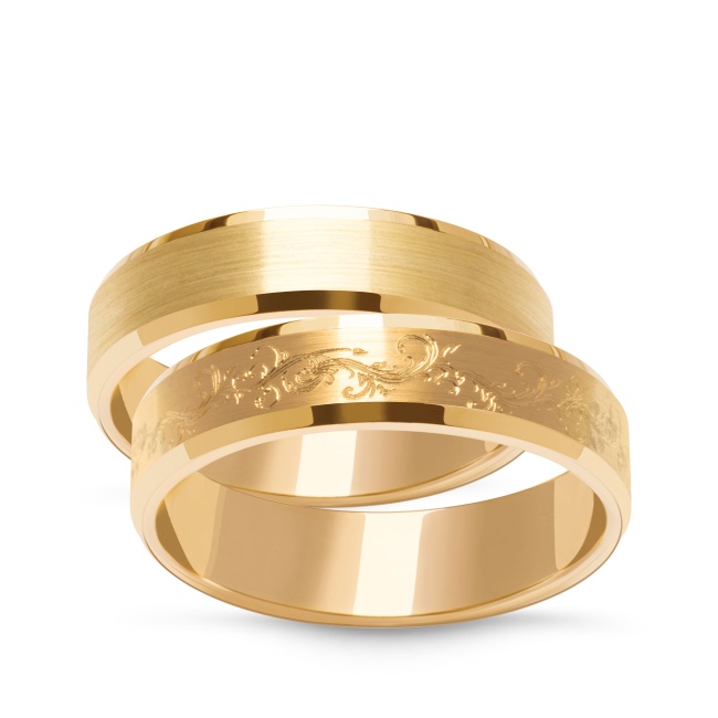 zo23_gold_new Złote obrączki zdobione fazowane 5mm