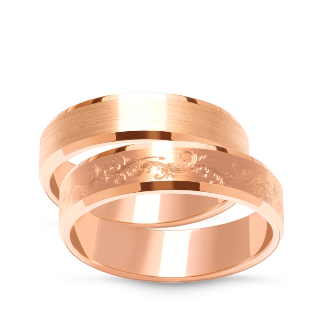 zo23_pink_new Złote obrączki zdobione fazowane 5mm, różowe złoto